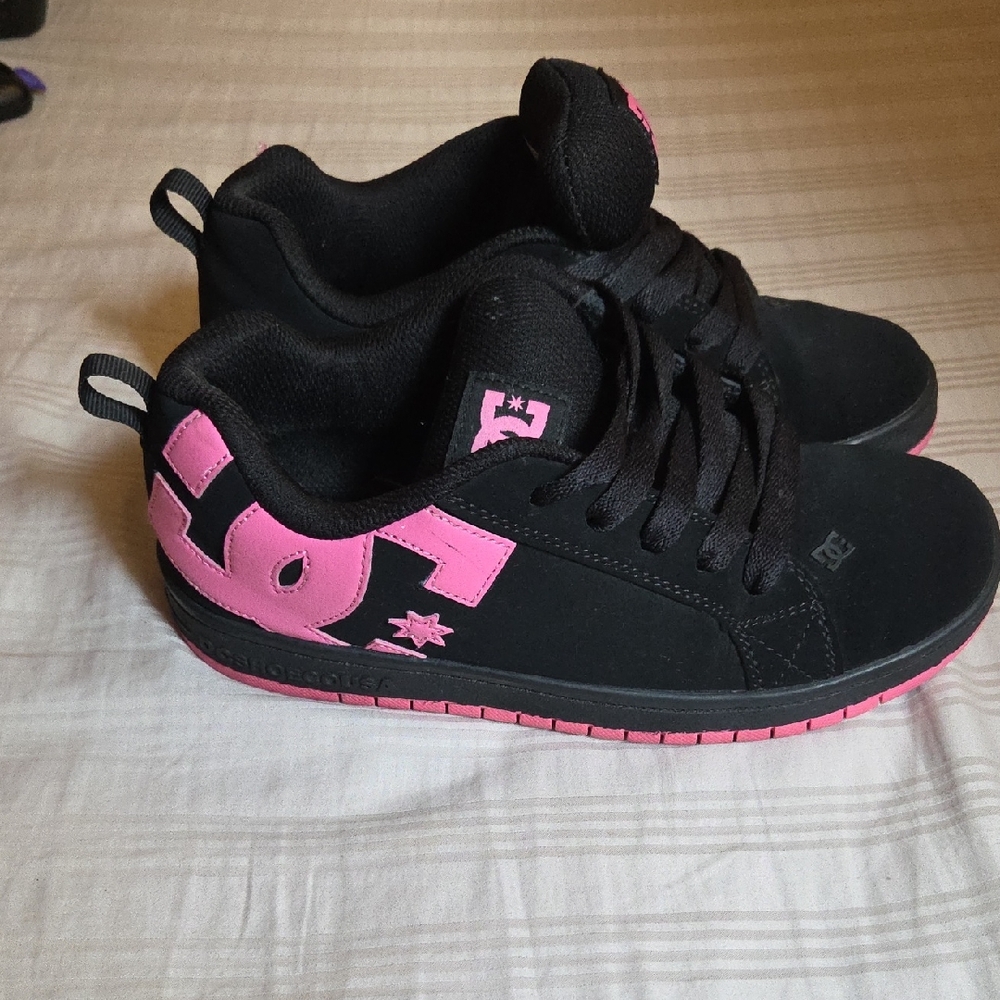 DC Black and Pink Skate Sneakers